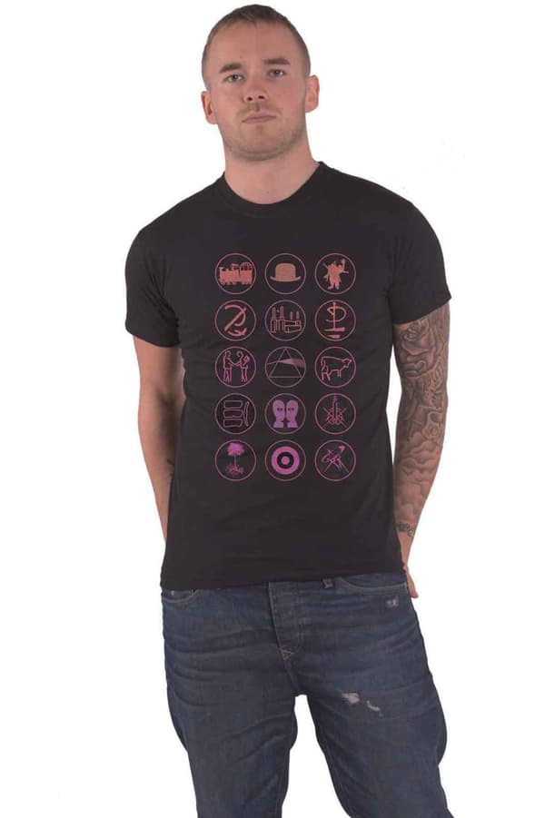 Pink Floyd T Shirt Symbols Band Logo Official Unisex Black Black M