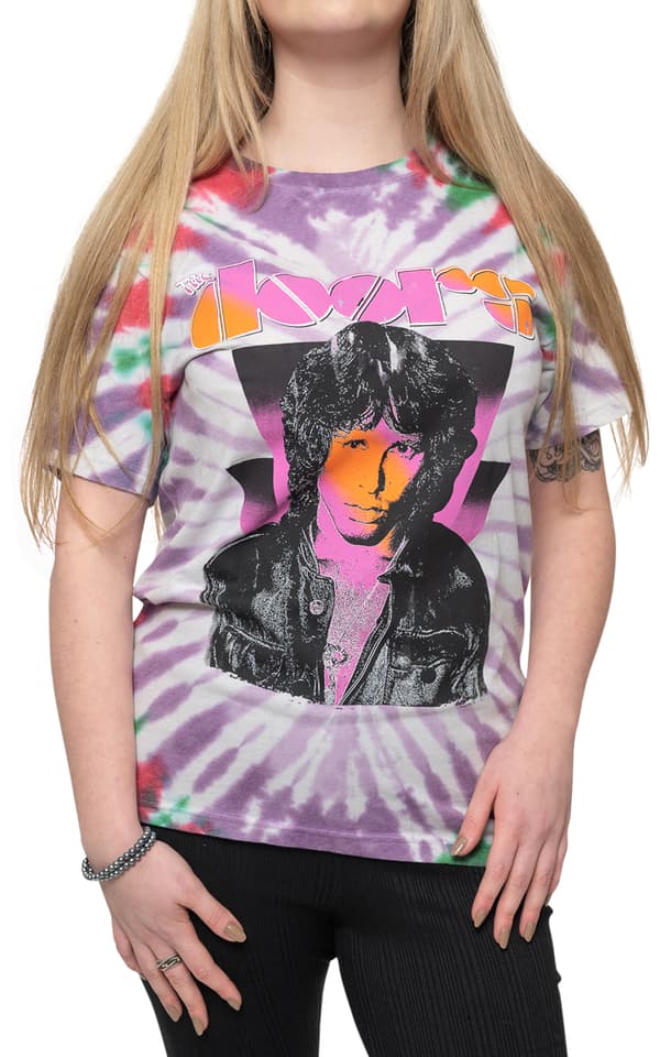 The Doors T Shirt Jim Portrait Band Logo Official Unisex Purple Dye Wash