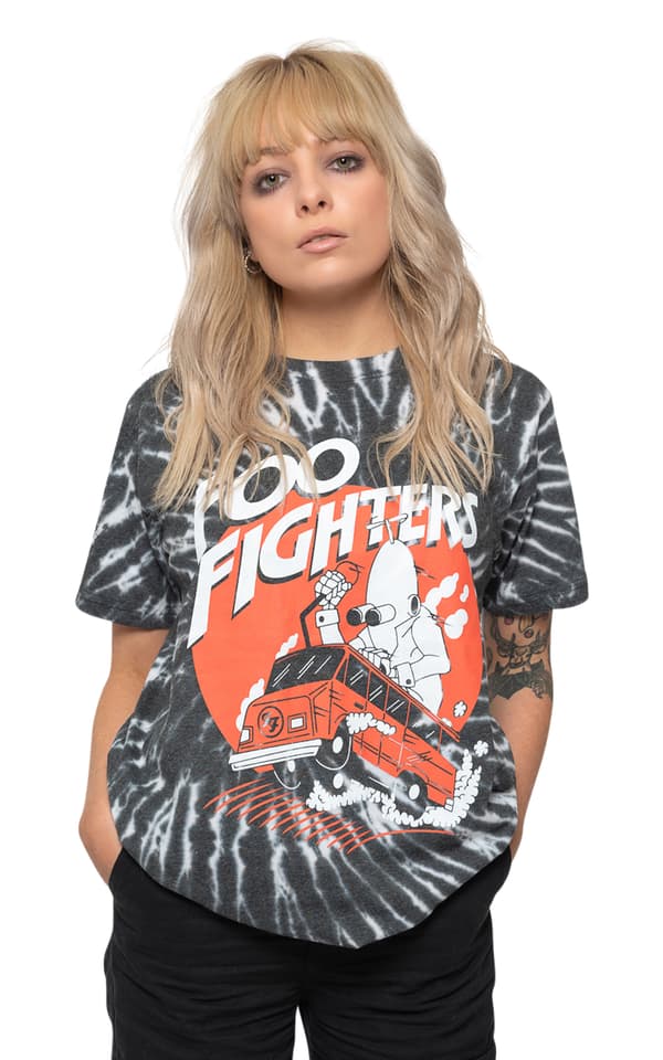 Foo Fighters T Shirt Speeding Bus Band Logo Official Unisex Black Dye Wash