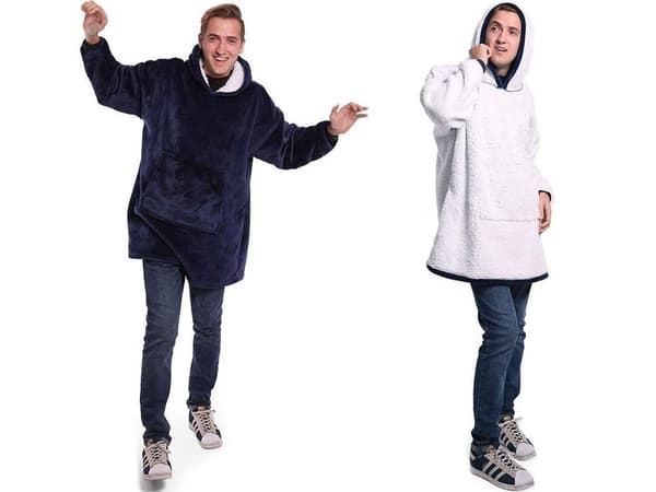 Snuggie Oversized Hoodie Filt med Luva Blå