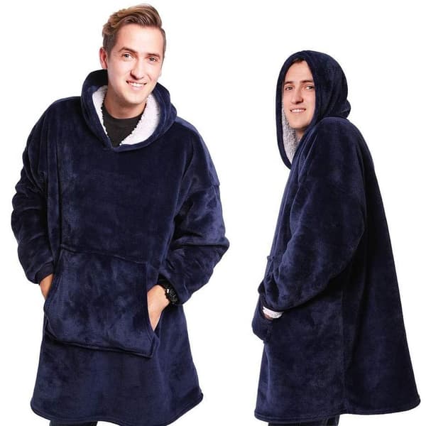 Snuggie Oversized Hoodie Filt med Luva Blå