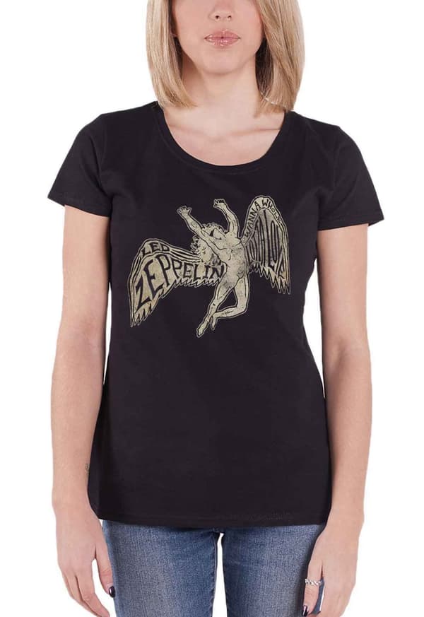 Led Zeppelin T Shirt Whole Lotta Love Icarus Official Womens Skinny Fit Black Black XXL