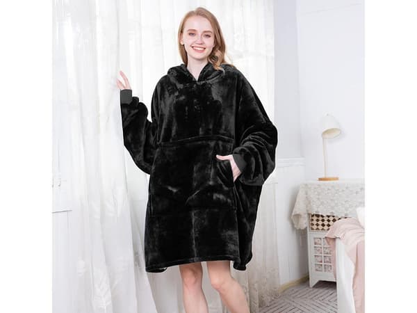 Snuggie Oversized Hættetrøje Tæppe med Hætte Sort Black