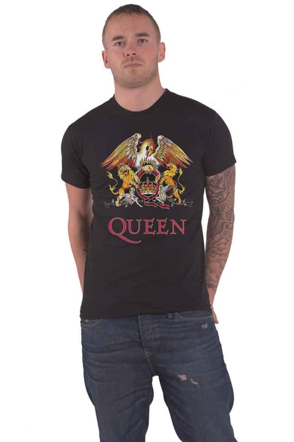 Queen T Shirt Classic Crest Band Logo Official Unisex Black