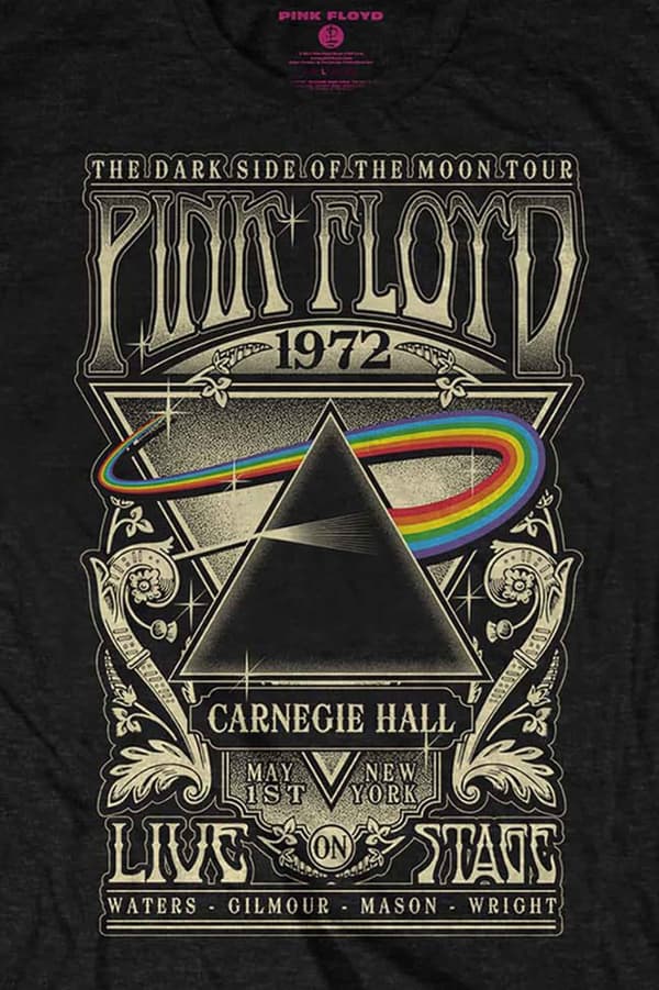 Pink Floyd T Shirt Carnegie Hall Poster Band Logo Official Unisex Black