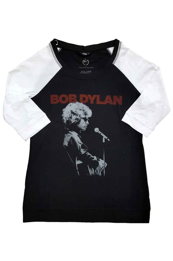 Bob Dylan T Shirt Sound Check Logo Official Black Raglan 3/4 Sleeve Womens