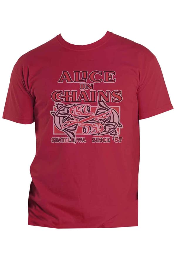 Alice In Chains T Shirt Totem Fish Band Logo Official Mens Pink