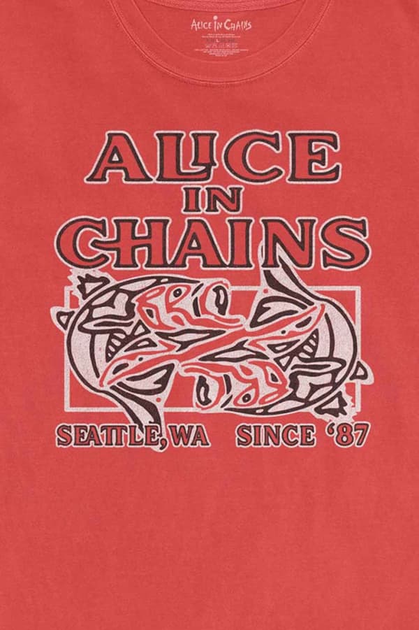 Alice In Chains T Shirt Totem Fish Band Logo Official Mens Pink
