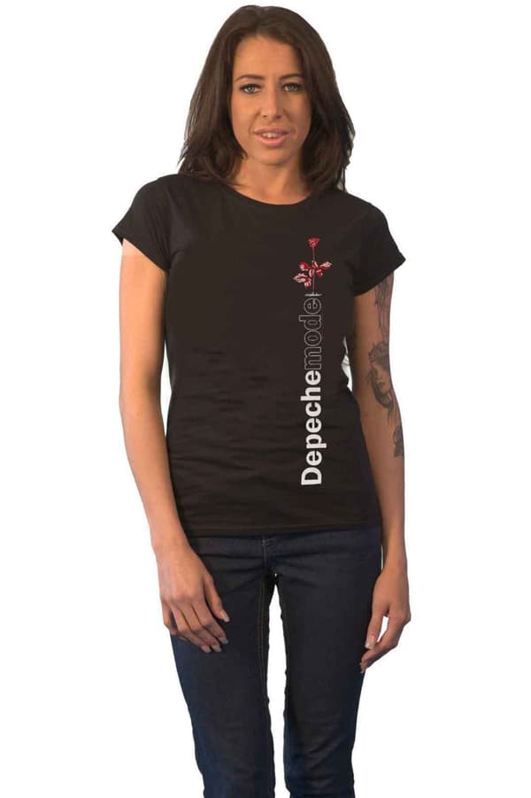 Depeche Mode T Shirt Violator Side Rose Official Womens Skinny Fit Black