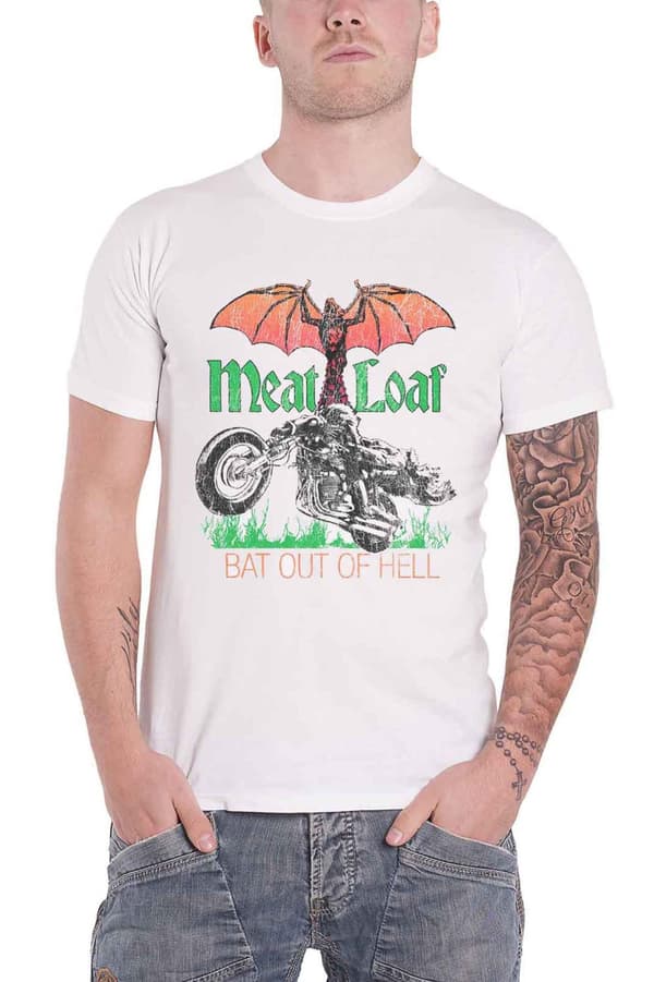 Meat Loaf T Shirt Bat Out Of Hell Official Unisex White