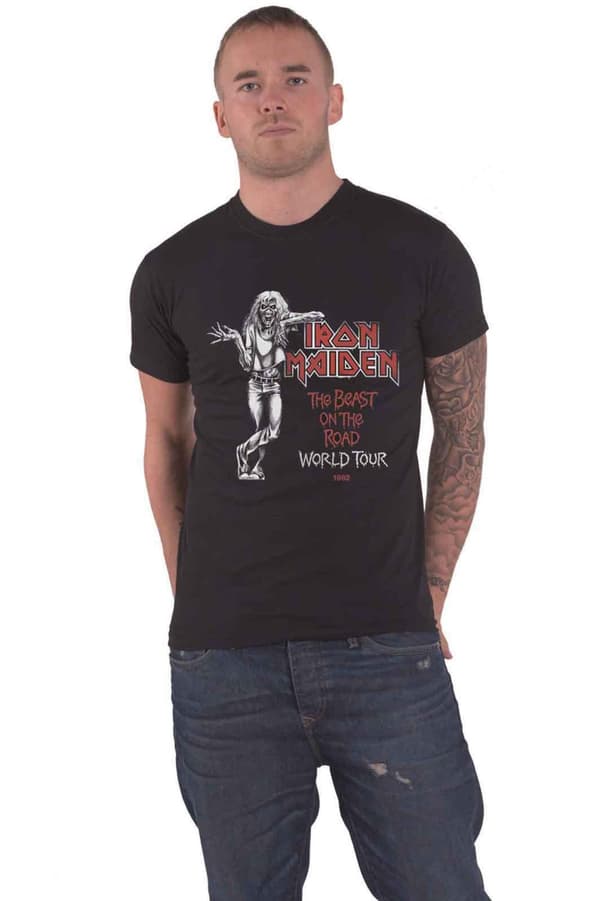 Iron Maiden T Shirt Beast Over Hammersmith World Tour 82 Official Unisex Black