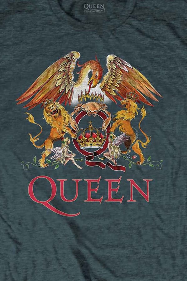 Queen T Shirt Classic Crest Band Logo Official Unisex Heather Blue