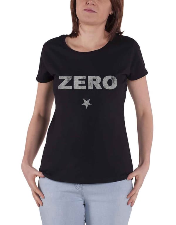 The Smashing Pumpkins T Shirt Zero Distressed Official Womens Skinny Fit Black