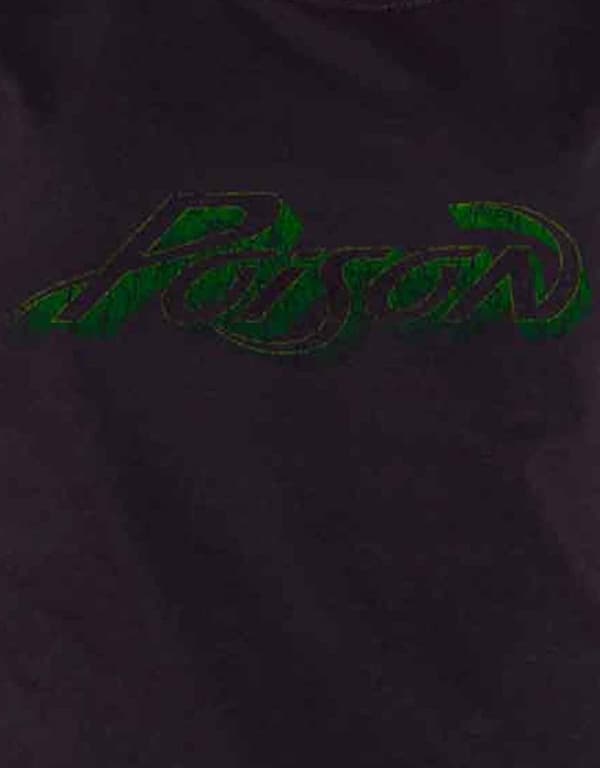 Poison T Shirt Vintage Band Logo distressed Official Womens Skinny Fit Black