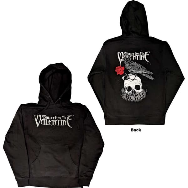Bullet For My Valentine Unisex Pullover Hoodie: Logo & Raven (Back Print) (Large)
