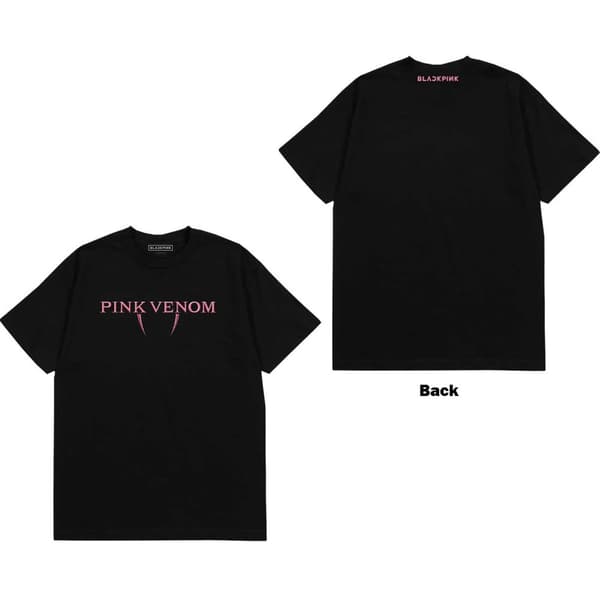 BlackPink Unisex T-Shirt: Pink Venom Logo (Back Print) (Small)