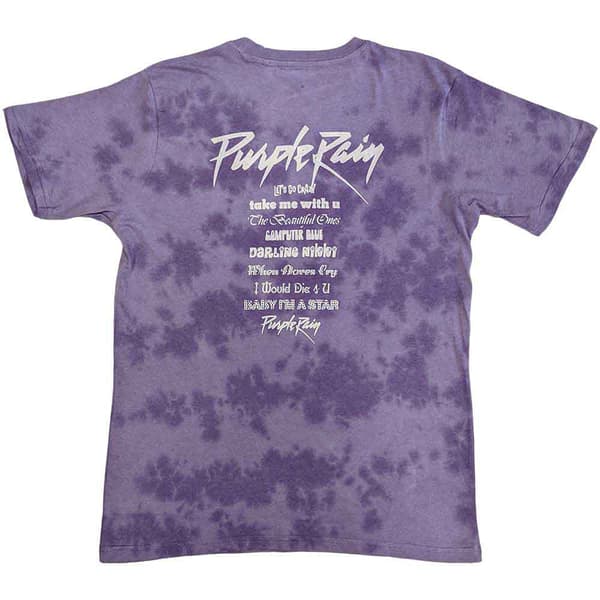 Prince T Shirt Purple Rain Track List Official Unisex Dip Dye Purple