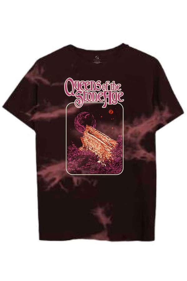 Queens Of The Stone Age T Shirt Planet Frame Official Unisex Black Dye Wash