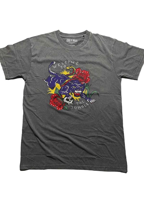 Guns N' Roses T Shirt Welcome to the Jungle Diamante Official Unisex Grey