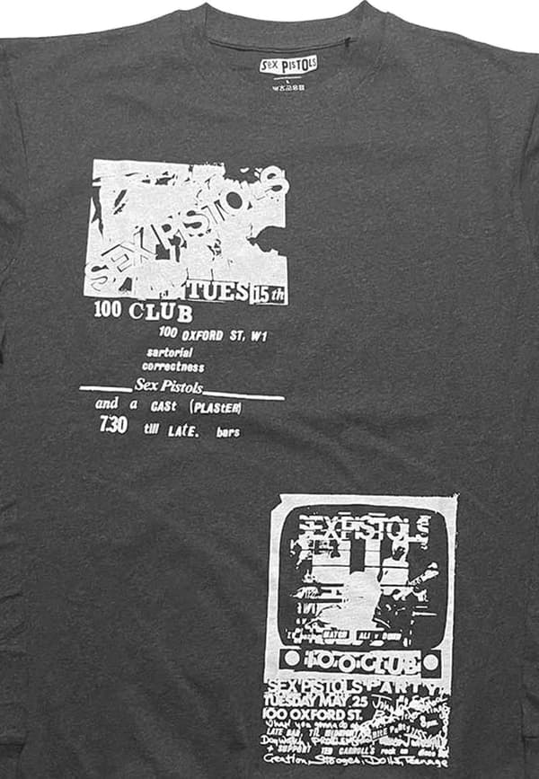 The Sex Pistols T Shirt 100 Club Official Unisex Charcoal Grey Long Sleeve