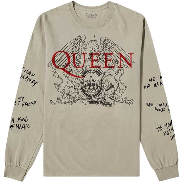 Queen Unisex Long Sleeve T-Shirt: Handwritten (Sleeve Print) (Small)