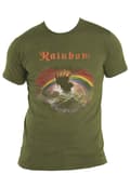 Miniatyrbild 4 av 4: Rainbow T Shirt Rising Distressed Band Logo Official Mens Military Green