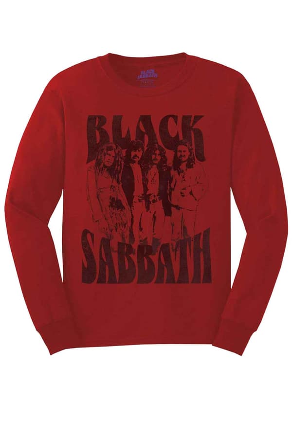 Black Sabbath T Shirt Band and Logo Official Unisex Red Long Sleeve