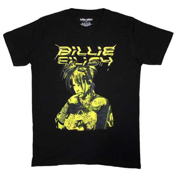 Billie Eilish T Shirt Illustration Official Unisex Black Black L