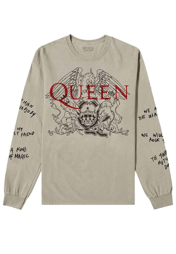 Queen T Shirt Song Titles Handwritten Sleeve Print Official Unisex Long Sleeve