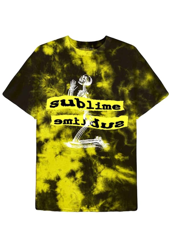 Sublime T Shirt Praying Skeleton Band Logo Official Unisex Dip Dye Yellow Yellow XXL