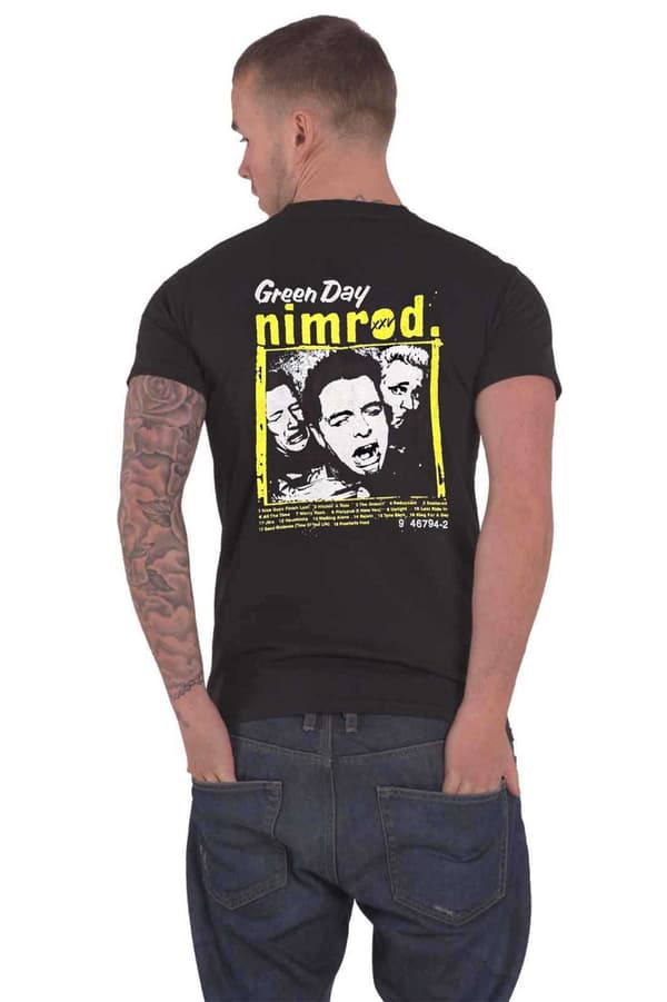 Green Day T Shirt Nimrod Breast Print Band Logo Official Unisex Black