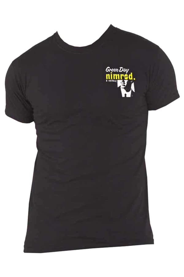 Green Day T Shirt Nimrod Breast Print Band Logo Official Unisex Black