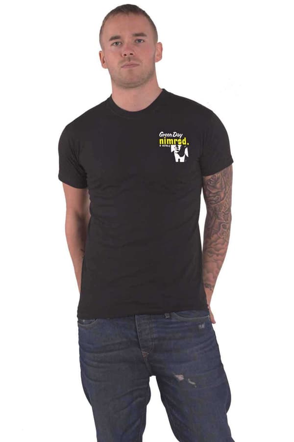 Green Day T Shirt Nimrod Breast Print Band Logo Official Unisex Black