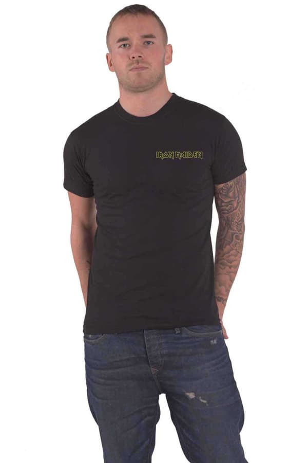 Iron Maiden T Shirt Powerslave Head and Logo Official Unisex Black Black S