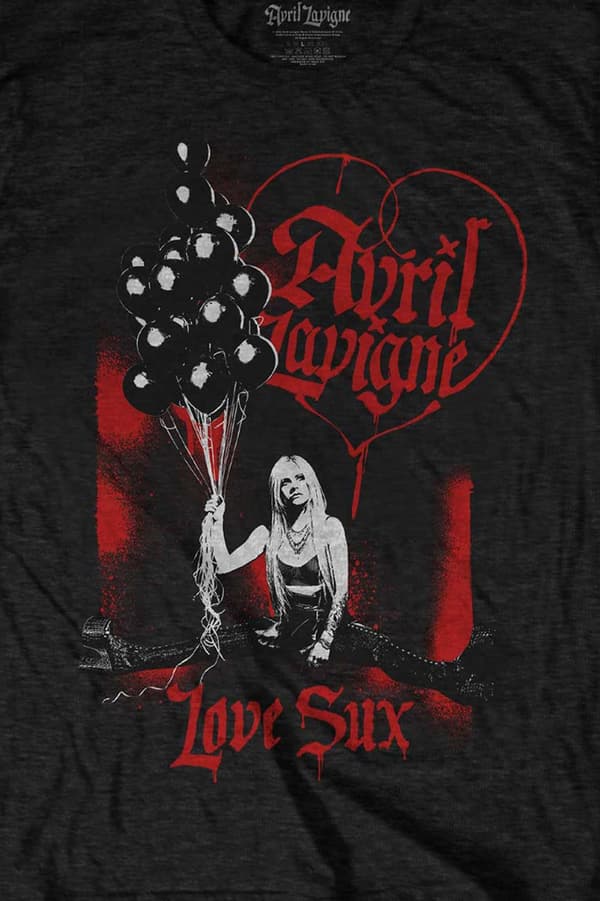 Avril Lavigne T Shirt Love Sux Balloons Logo Official Unisex Black