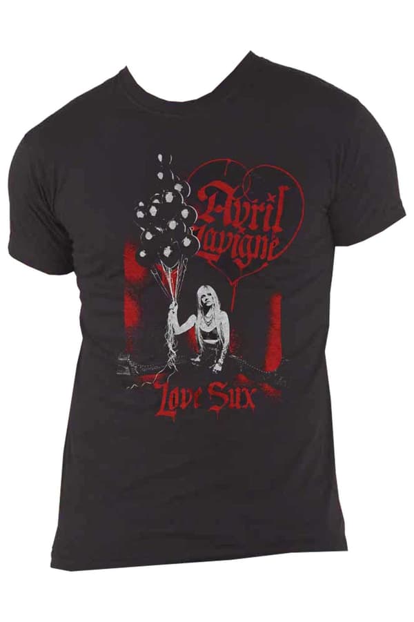 Avril Lavigne T Shirt Love Sux Balloons Logo Official Unisex Black