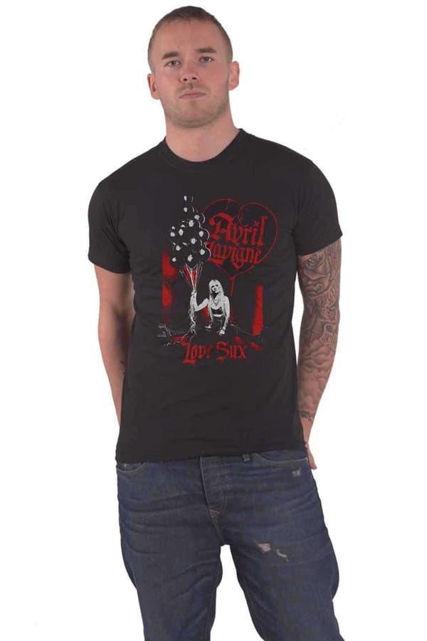 Avril Lavigne T Shirt Love Sux Balloons Logo Official Unisex Black