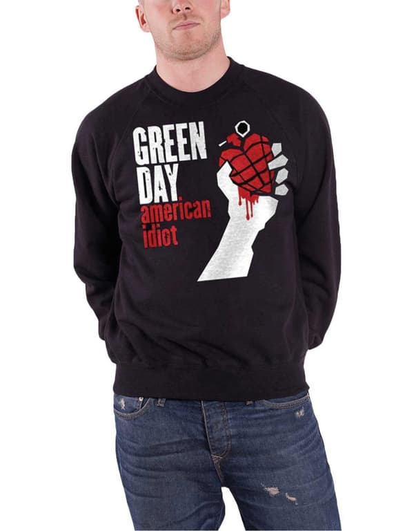 Green Day Sweatshirt American Idiot band logo Official Black Unisex