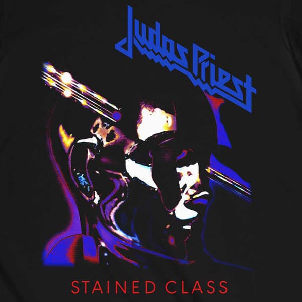 Judas Priest T Shirt Stained Class Purple Mixer Band Logo Official Mens Black