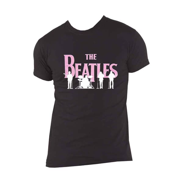 The Beatles T Shirt Band Silhouettes Hi Build Logo Official Unisex Black