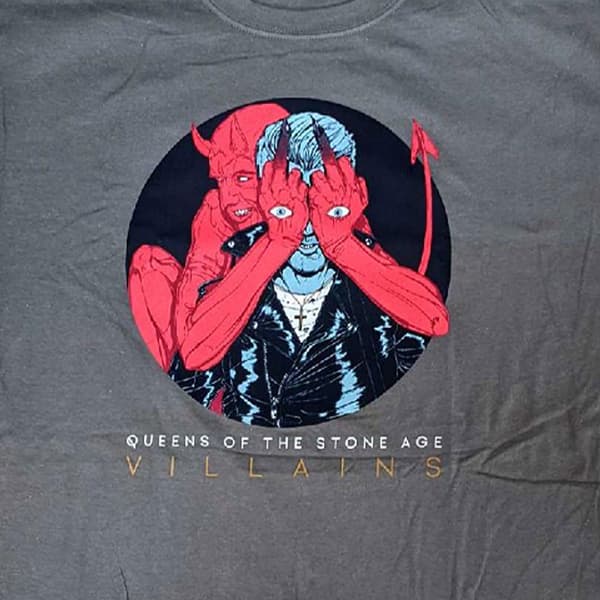 Queens Of The Stone Age T Shirt Villains 2017 Official Mens Charcoal Grey