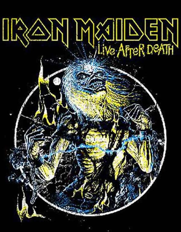 Iron Maiden T Shirt Live After Death Band Logo Official Mens Black