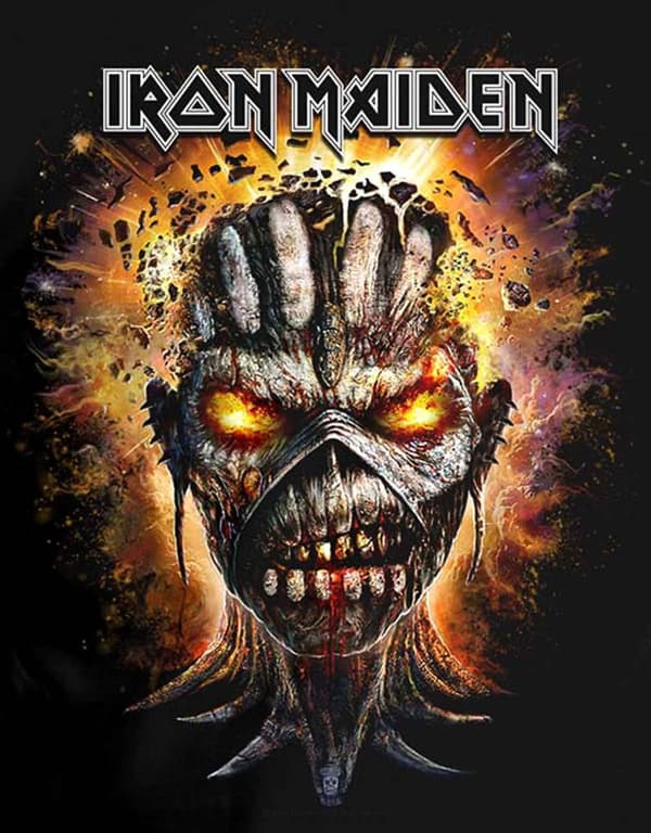 Iron Maiden T Shirt Eddie Exploding Head Band Logo Official Mens Black M