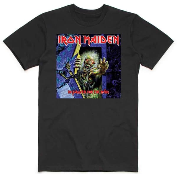 Iron Maiden T Shirt No Prayer for the Dying Band Logo Official Mens Black