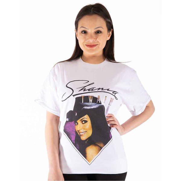 Shania Twain T Shirt Purple Photo Logo Official Unisex White