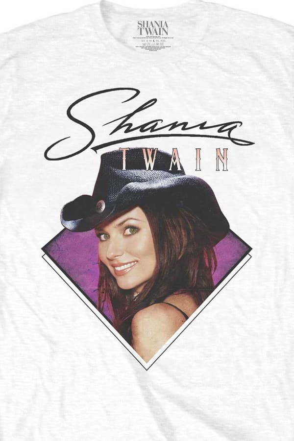 Shania Twain T Shirt Purple Photo Logo Official Unisex White