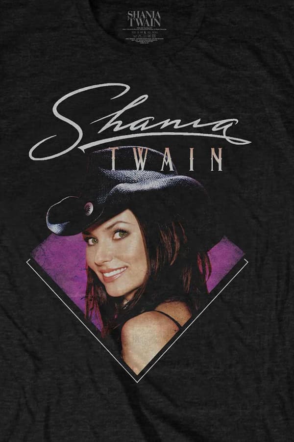 Shania Twain T Shirt Purple Photo Logo Official Unisex Black