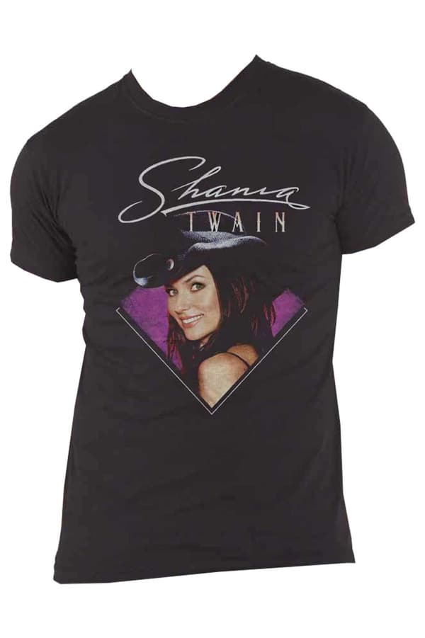 Shania Twain T Shirt Purple Photo Logo Official Unisex Black