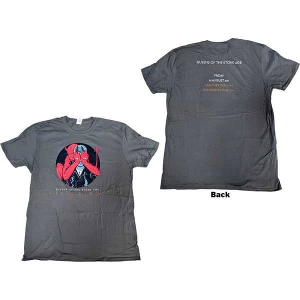 Queens Of The Stone Age Unisex T-Shirt: Villains R&L 2017 (Back Print) (Small)