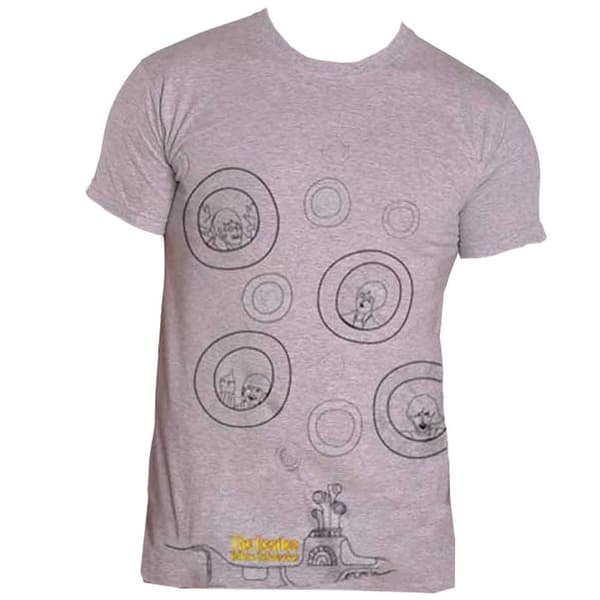 The Beatles Mens T Shirt Grey Yellow Submarine Bubbles band Official
